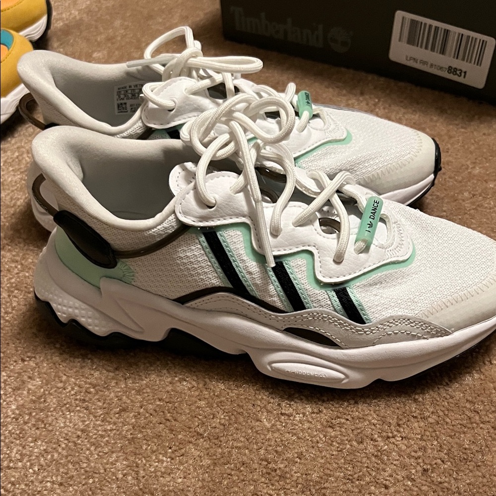 Adidas White and Light Green Sneakers